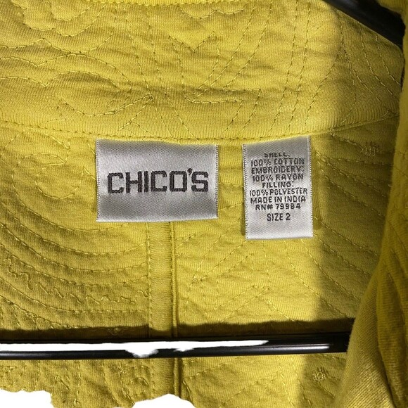 Chicos Women’s Jacket Blazer 2 Large Full Zip Green Outdoor Embroidered Shacket - Picture 3 of 7